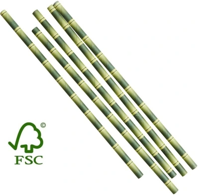 FSC® Paper Straw Bamboo Look 200mm Ø6mm - 200 Pieces