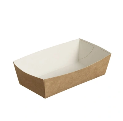 Brown/White Cardboard Snack Tray (Small) 120x60x37mm - 630 pcs/box
