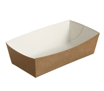 Brown/White Cardboard Snack Tray (Medium) 150x82x43mm - 540 pcs/box